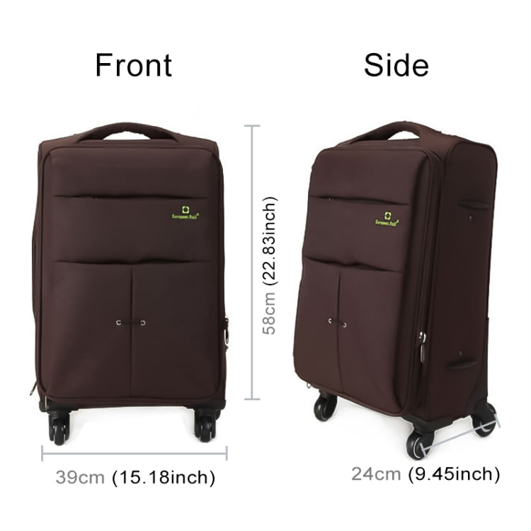 24 inch Oxford Cloth Universal Wheel Travel Password Draw-bar Box Luggage Carrier(Coffee) Eurekaonline