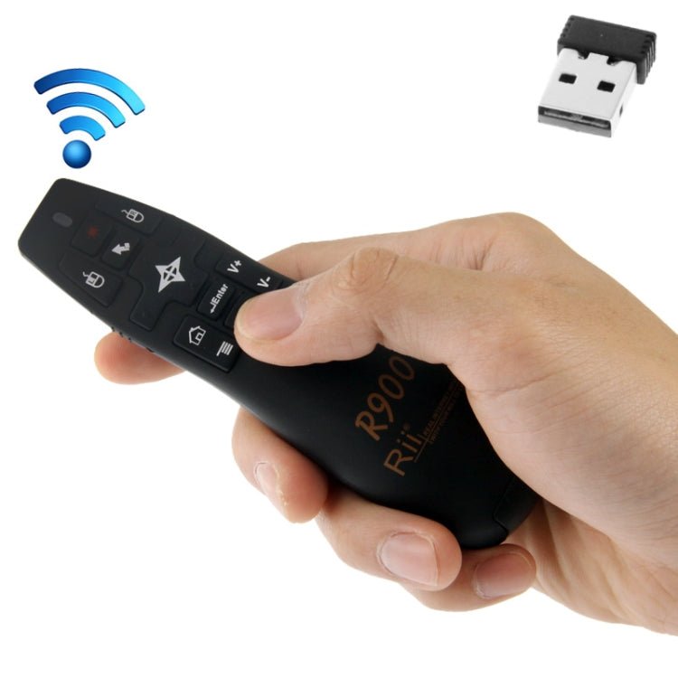 2.4G Wireless Presenter Laser Pointer Fly Mouse Rii Professional Air Mouse R900 for HTPC / Android TV BOX / PS3 / XBOX360 / Tablet PC (K14 R900)(Black) - Eurekaonline