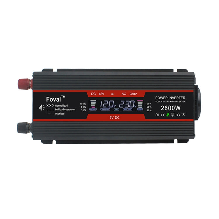 2600W LCD Smart Home Car Inverter 12V To 220V Power Converter Eurekaonline