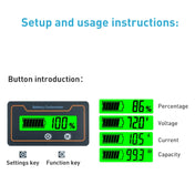 2m 100A 12V 48V Digital Display DC Current Voltmeter Lead-Acid Lithium Battery Charge Meter Eurekaonline