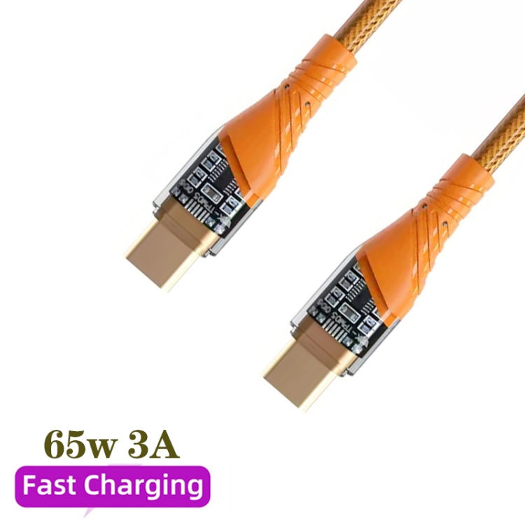  Type-C to Type-C Transparent Fast Charging Data Cable, Length: 1m(Orange) Eurekaonline