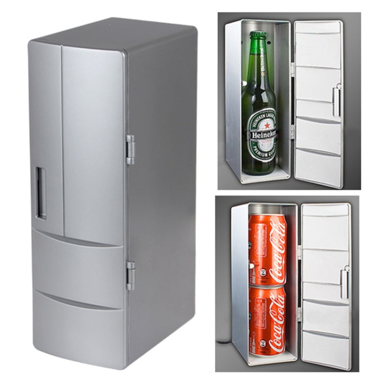 3.5W USB PC Mini Fridge Beverage Drink Cooler / Warmer, Size: 24.5 x 10.8 x 8.3cm(Silver) Eurekaonline