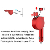 3 In 1 60W Fast Charging Dual Cable Retractable Car Charger(Red) Eurekaonline