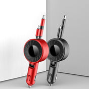 3 In 1 USB Dual Cable Single Pull Retractable Car Charger(Red) Eurekaonline