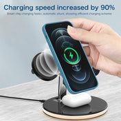 3 in 1 15W Multi-function Magnetic Wireless Charger for Mobile Phones & Apple Watches & AirPods , with Colorful LED Light(Black) Eurekaonline