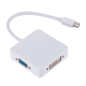 3 in 1 Mini DP Male to HDMI + VGA + DVI Female Square Adapter, Cable Length: 18cm (White) Eurekaonline
