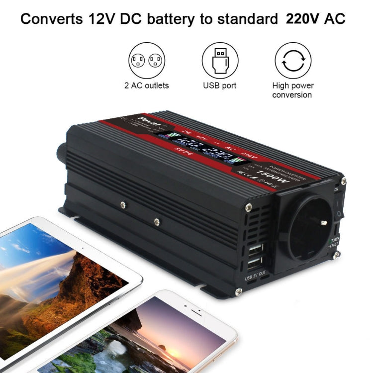 3000W LCD Smart Home Car Inverter 12V To 220V Power Converter Eurekaonline