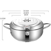 304 Stainless Steel Fryer Pot Household Temperature-controlled Multifunctional Thickening Pot, Size:24cm Eurekaonline