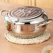304 Stainless Steel Fryer Pot Household Temperature-controlled Multifunctional Thickening Pot, Size:24cm Eurekaonline