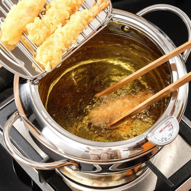 304 Stainless Steel Fryer Pot Household Temperature-controlled Multifunctional Thickening Pot, Size:24cm Eurekaonline