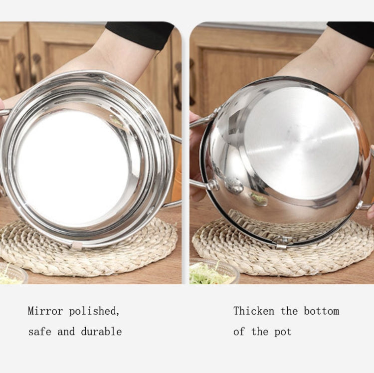 304 Stainless Steel Fryer Pot Household Temperature-controlled Multifunctional Thickening Pot, Size:24cm Eurekaonline