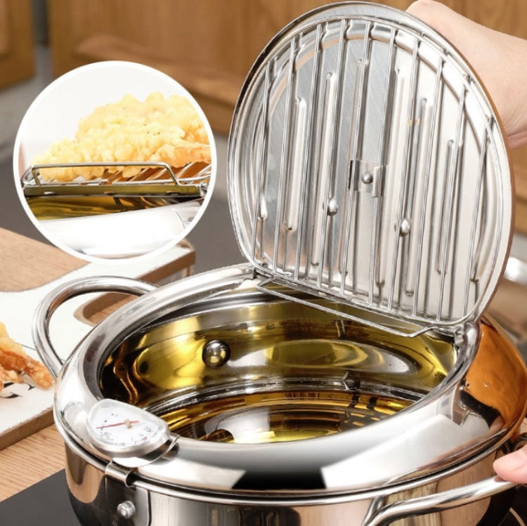 304 Stainless Steel Fryer Pot Household Temperature-controlled Multifunctional Thickening Pot, Size:24cm Eurekaonline