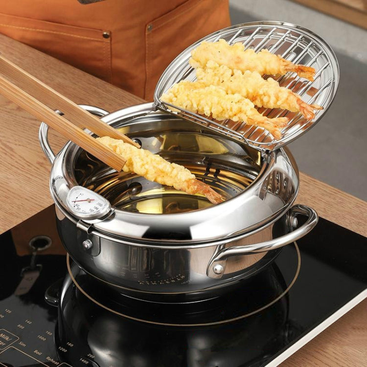 304 Stainless Steel Fryer Pot Household Temperature-controlled Multifunctional Thickening Pot, Size:24cm Eurekaonline