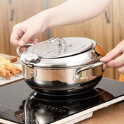 304 Stainless Steel Fryer Pot Household Temperature-controlled Multifunctional Thickening Pot, Size:24cm Eurekaonline