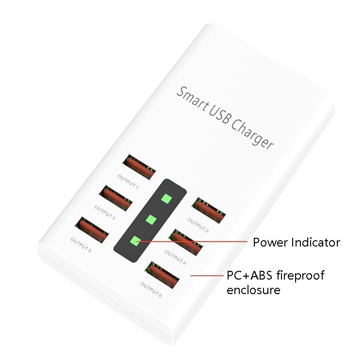 30W 2A Multi-Function 6-Port Charging Socket Universal Smart Phone And Tablet USB Charger(UK Plug) Eurekaonline