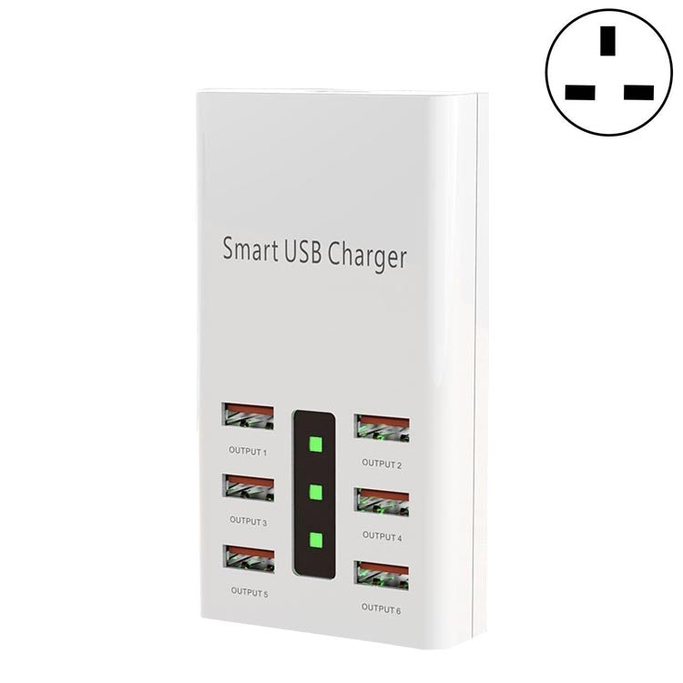 30W 2A Multi-Function 6-Port Charging Socket Universal Smart Phone And Tablet USB Charger(UK Plug) Eurekaonline