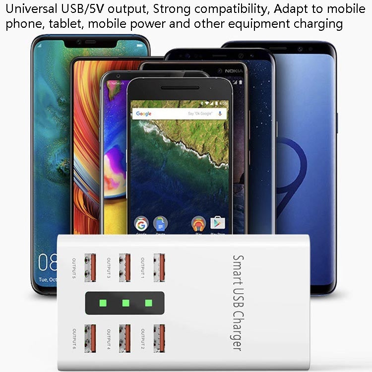 30W 2A Multi-Function 6-Port Charging Socket Universal Smart Phone And Tablet USB Charger(UK Plug) Eurekaonline