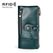3513 Antimagnetic RFID Multi-function Retro Leather Lady Wallet Large-capacity Purse with Card Holder(Blue) Eurekaonline
