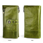 3513 Antimagnetic RFID Multi-function Retro Leather Lady Wallet Large-capacity Purse with Card Holder(Green) Eurekaonline