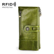 3513 Antimagnetic RFID Multi-function Retro Leather Lady Wallet Large-capacity Purse with Card Holder(Green) Eurekaonline