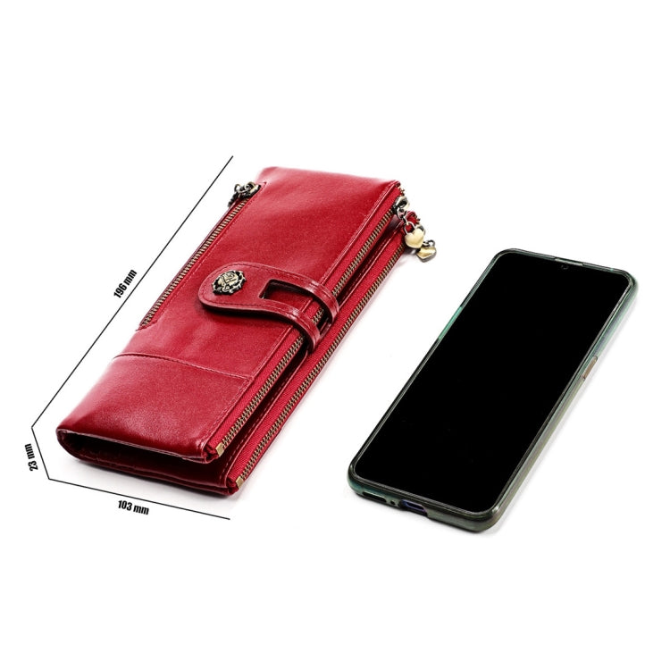 3513 Antimagnetic RFID Multi-function Retro Leather Lady Wallet Large-capacity Purse with Card Holder(Red) Eurekaonline