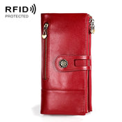 3513 Antimagnetic RFID Multi-function Retro Leather Lady Wallet Large-capacity Purse with Card Holder(Red) Eurekaonline