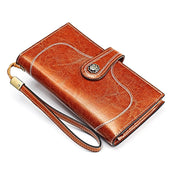 3527 Vintage Oil Wax Texture Large Capacity Long Multi-function Anti-magnetic RFID Wallet Clutch for Ladies (Brown) Eurekaonline