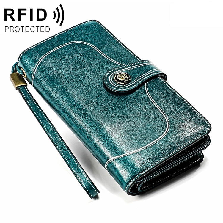 3555 Large Capacity Long Multi-function Anti-magnetic RFID Wallet Clutch for Ladies with Card Slots (Blue) Eurekaonline