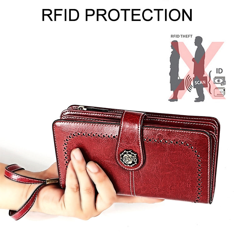 3555 Large Capacity Long Multi-function Anti-magnetic RFID Wallet Clutch for Ladies with Card Slots (Brown) Eurekaonline