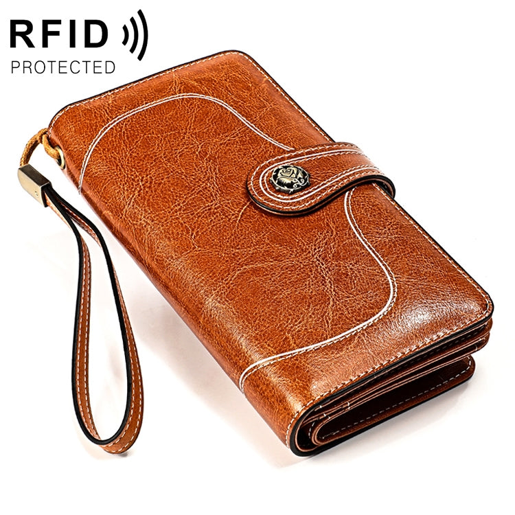 3555 Large Capacity Long Multi-function Anti-magnetic RFID Wallet Clutch for Ladies with Card Slots (Brown) Eurekaonline