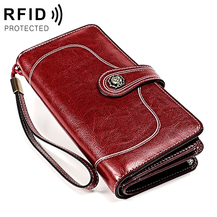 3555 Large Capacity Long Multi-function Anti-magnetic RFID Wallet Clutch for Ladies with Card Slots (Red) Eurekaonline