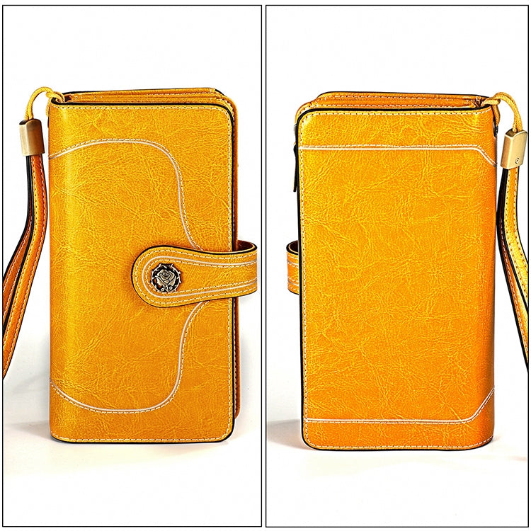 3555 Large Capacity Long Multi-function Anti-magnetic RFID Wallet Clutch for Ladies with Card Slots (Yellow) Eurekaonline