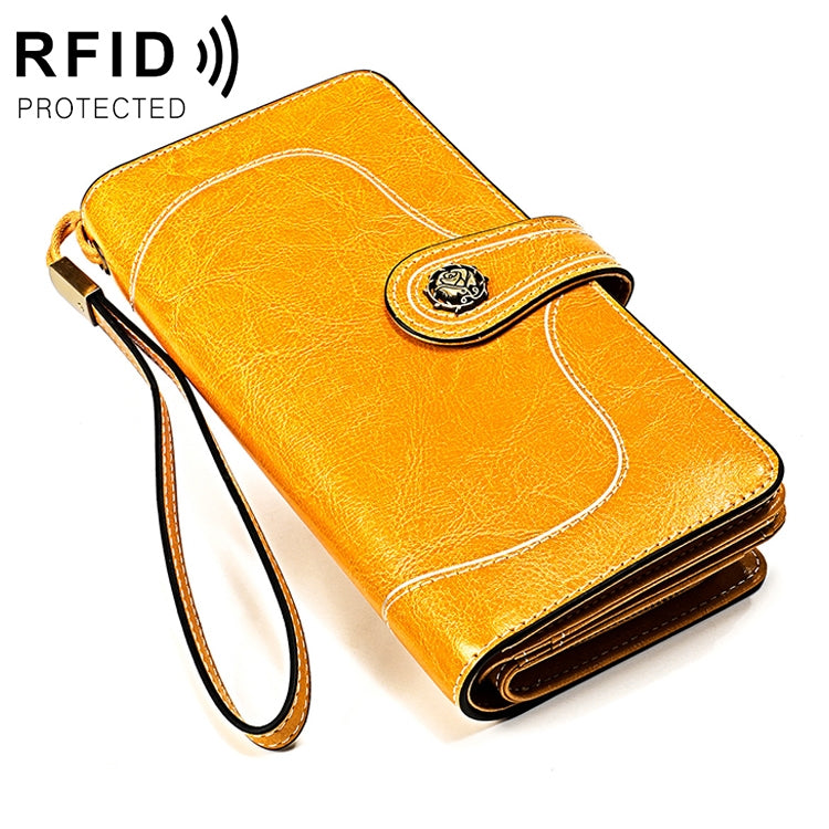 3555 Large Capacity Long Multi-function Anti-magnetic RFID Wallet Clutch for Ladies with Card Slots (Yellow) Eurekaonline