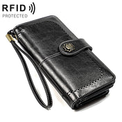 3556 Large Capacity Long Multi-function Anti-magnetic RFID Wallet Clutch for Ladies with Card Slots (Black) Eurekaonline