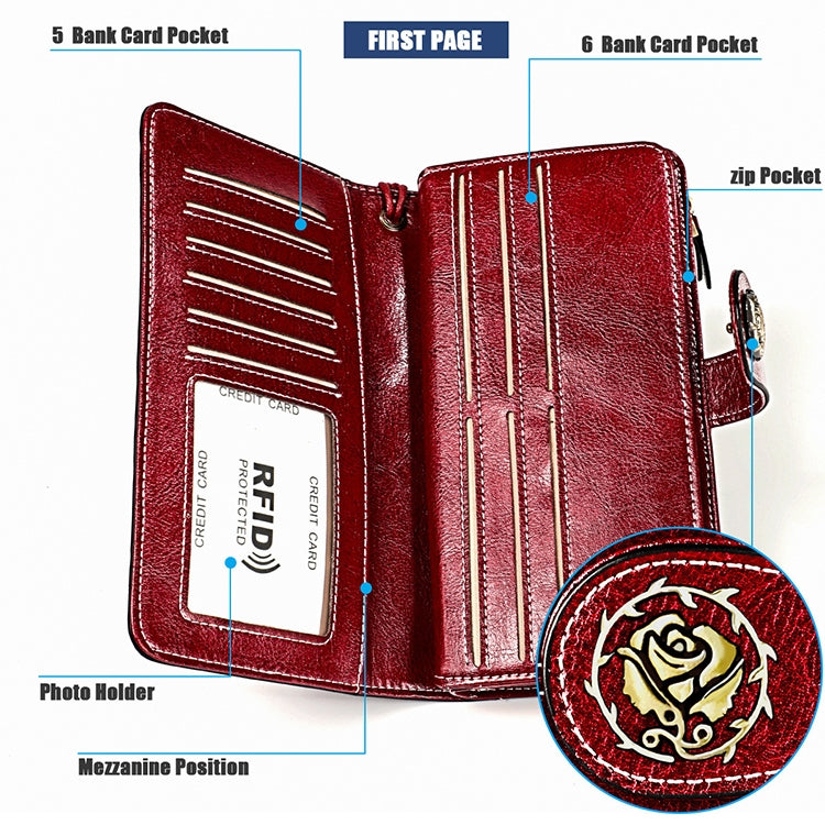 3556 Large Capacity Long Multi-function Anti-magnetic RFID Wallet Clutch for Ladies with Card Slots (Blue) Eurekaonline