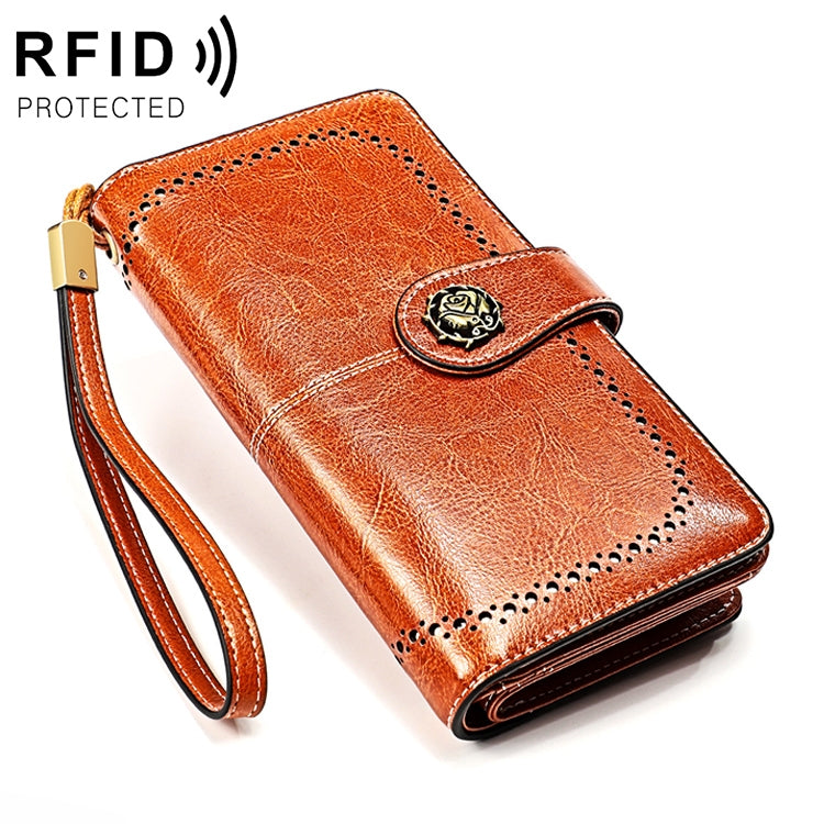 3556 Large Capacity Long Multi-function Anti-magnetic RFID Wallet Clutch for Ladies with Card Slots (Brown) Eurekaonline