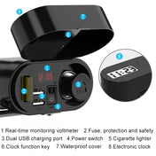 3A Motorcycle Multi-functional Cigarette Lighter Socket Voltmeter + Cigarette Lighter Socket + Dual USB Eurekaonline