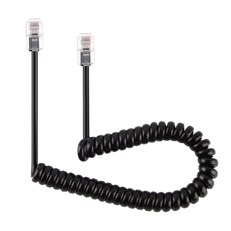 4 Core Male to Male RJ11 Spring Style Telephone Extension Coil Cable Cord Cable, Stretch Length: 2m(Black) Eurekaonline