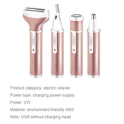 4 In 1  USB Rechargeable Vibrissa Eyebrows Trimmer Body Hair Denuding Machine Set(Rose Gold) Eurekaonline