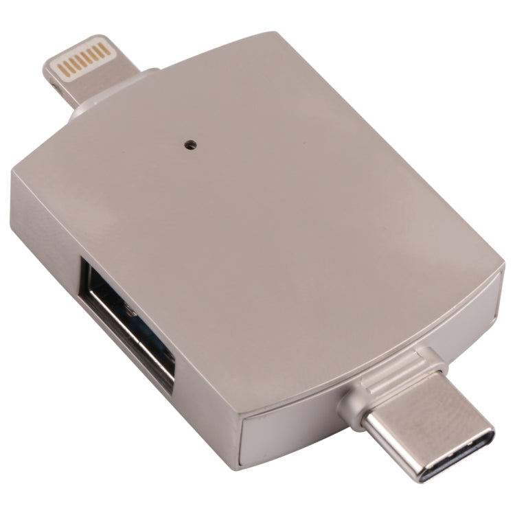 4 in 1 8 Pin + USB-C / Type-C Male to USB 3.0 + USB Female OTG Card Reader Eurekaonline