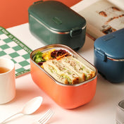 48W 1L  304 Stainless Steel Heating Lunch Box Can Be Plugged In US Plug(Orange) Eurekaonline