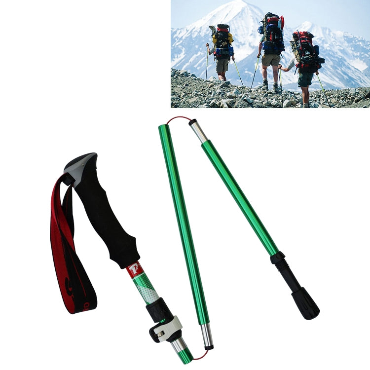 5 Node Portable Foldable Aluminium Alloy Alpenstocks Trekking Poles, Folding Length : 28.5CM (Green) Eurekaonline