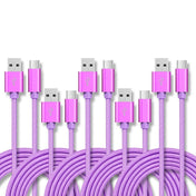 5 PCS USB to USB-C / Type-C Nylon Braided Charging Data Transmission Cable, Cable Length:2m(Purple) Eurekaonline