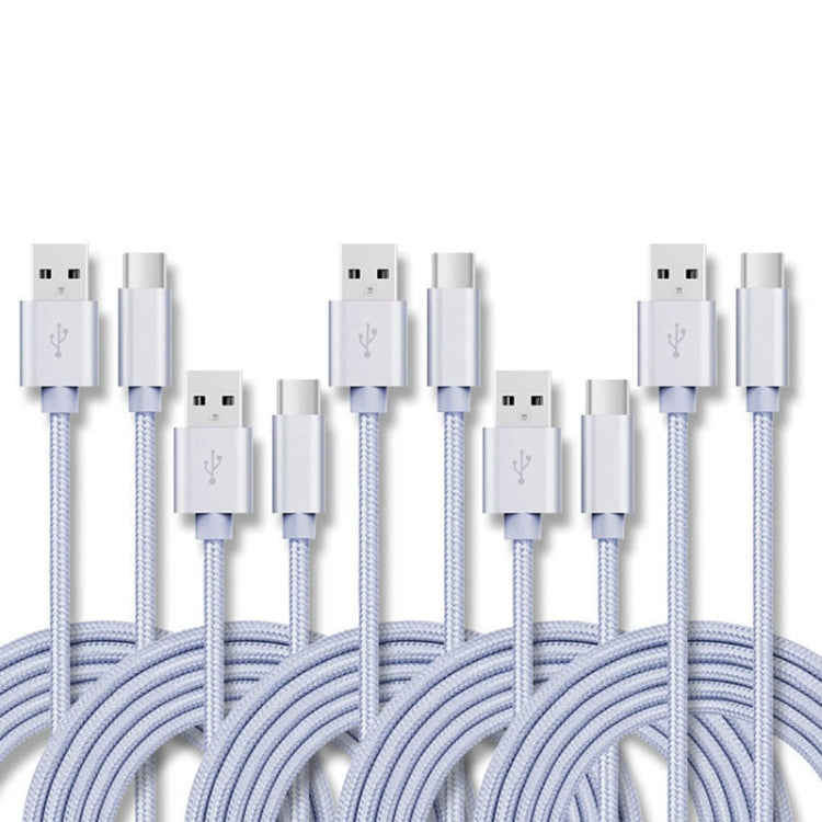  Type-C Nylon Braided Charging Data Transmission Cable, Cable Length:2m(Silver) Eurekaonline