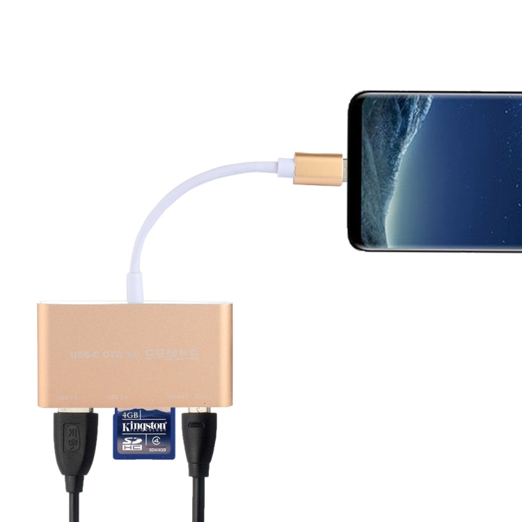  Type-C OTG COMBO Adapter Card Reader for Tablet, Smartphone, PC(Gold) Eurekaonline