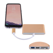 5 in 1 Micro SD + SD + USB 3.0 + USB 2.0 + Micro USB Port to USB-C / Type-C OTG COMBO Adapter Card Reader for Tablet, Smartphone, PC(Gold) Eurekaonline
