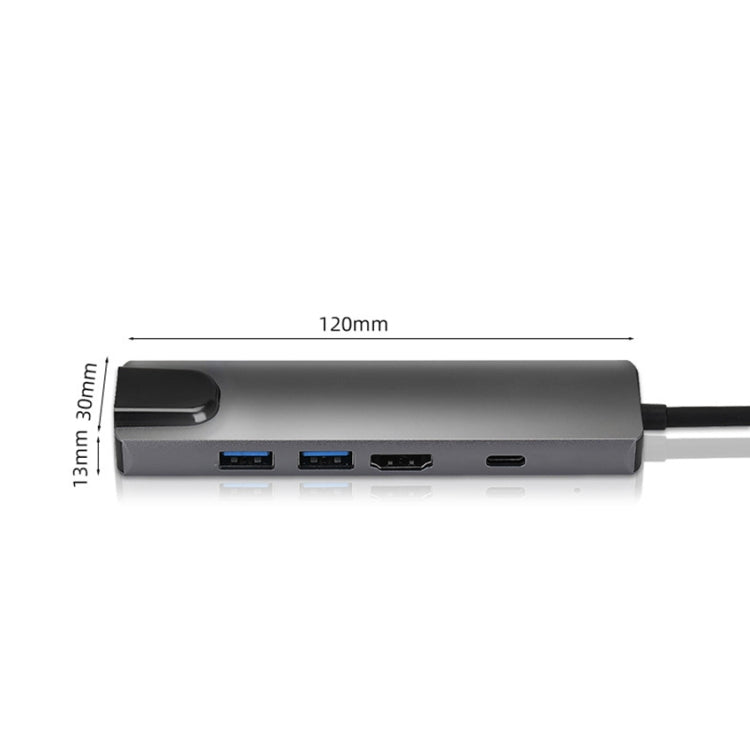 5 in 1 USB Type-C to RJ45+USB3.0 x 2+PD+HDMI HUB Adapter Eurekaonline