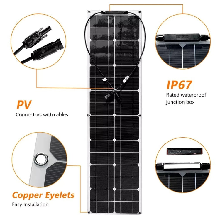 50W Single Board with 40A Controller PV System Solar Panel(White) Eurekaonline