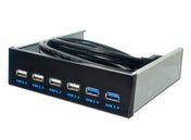 6 Ports 5.25 Inch Floppy Bay Front Panel With Power Adapter USB Hub Spilitter 2 Ports USB 3.0 + 4 Ports USB 2.0 Eurekaonline