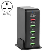 6 in 1 65W PD USB-C / Type-C + QC 3.0 USB + 4 USB Multi-port Travel Charger, UK Plug(Black) Eurekaonline